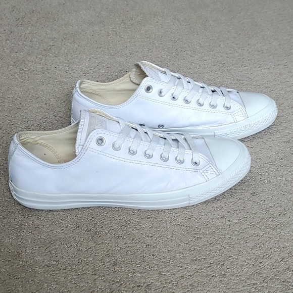 Converse Other - Converse All Star White Genuine Leather Lows (9.5 Mens/11.5 Womens)